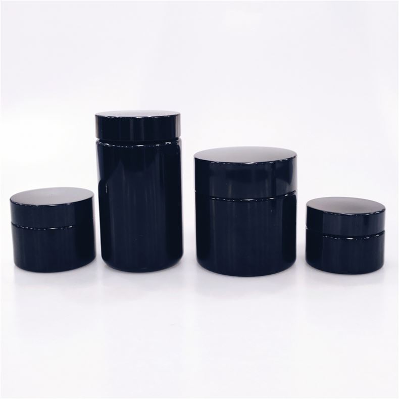 5g 30g 60g 250g 500g Custom Herb Stash Glass Weed Jar Custom Logo Smell Proof Black UV Glass Jar
