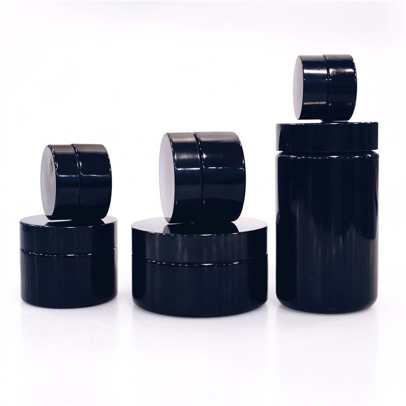 5g 30g 60g 250g 500g Custom Herb Stash Glass Weed Jar Custom Logo Smell Proof Black UV Glass Jar