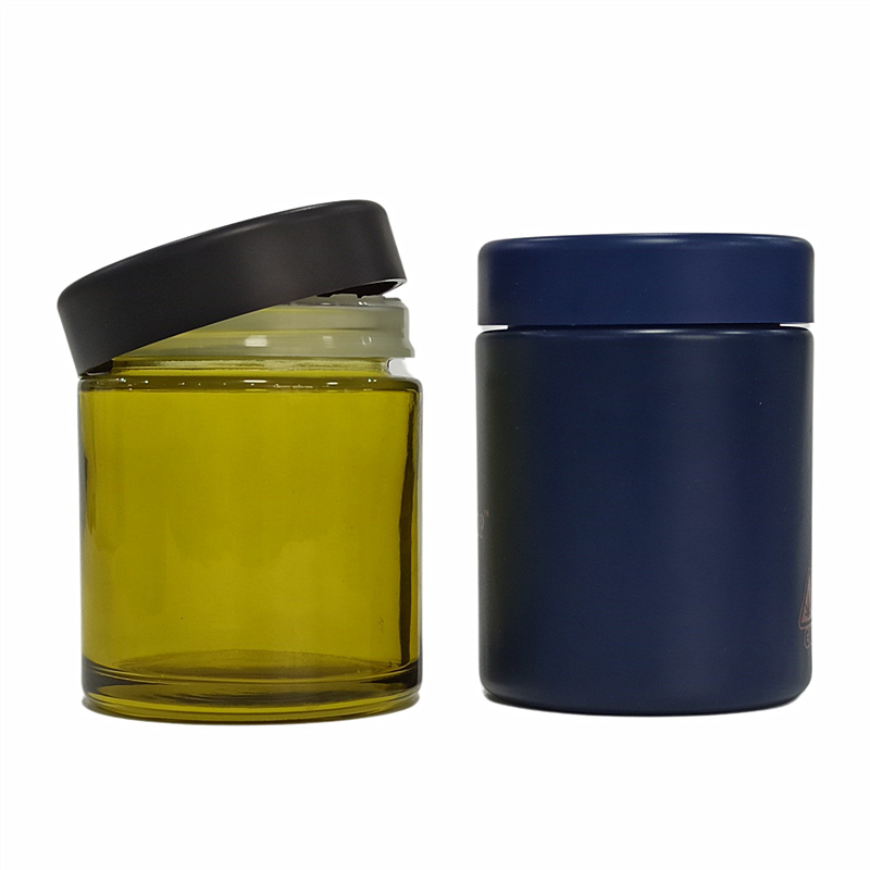 5g 30g 60g 250g 500g Custom Herb Stash Glass Weed Jar Custom Logo Smell Proof Black UV Glass Jar