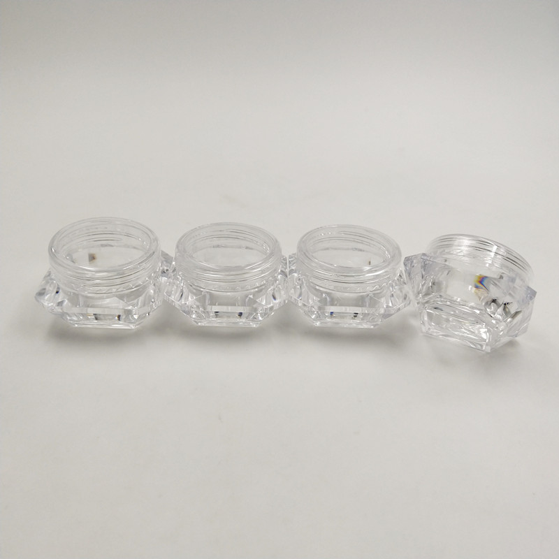 5g/5ml Plastic PS Diamond Empty Container Clear Cosmetic Pot Jars for Eye Shadow, Nails, Powder, Jewelry