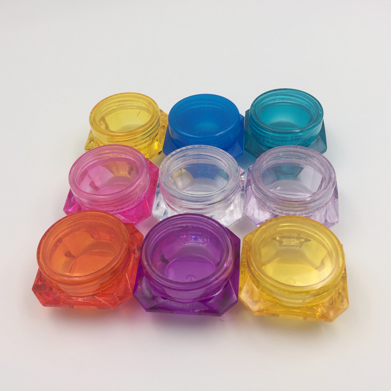 5g/5ml Plastic PS Diamond Empty Container Clear Cosmetic Pot Jars for Eye Shadow, Nails, Powder, Jewelry
