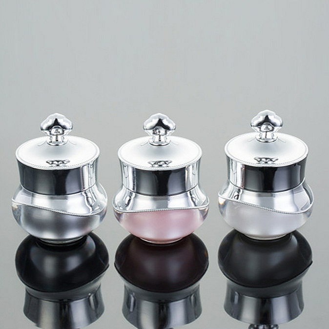 5g Acrylic Cream Jar Silver Crown Lid Empty Cosmetic Jars Gold Pink Skin Care Cream Plastic Acrylic + PP + ABS Crown Shape -