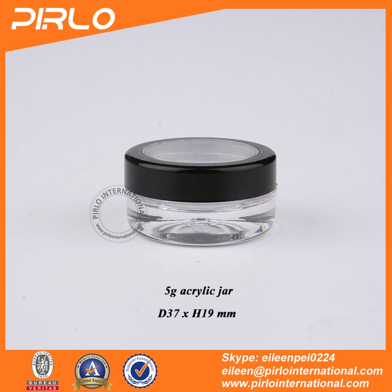 5g Acrylic plastic thick bottom jar with window cap small plastic nail glitter jar loose powder container cosmetic plastic jar