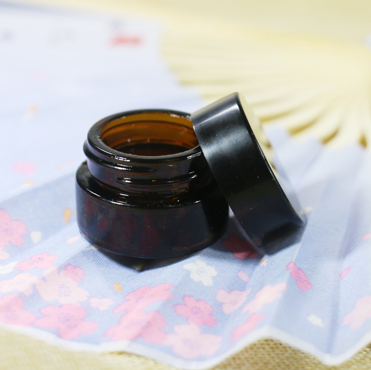 5g Amber glass jar wooden lid hot sale cream bottle 1oz brown glass jar 30ml bamboo lid 50ml cosmetic bottle 100 ml packaging