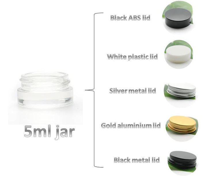 5g Clear Glass Jars Pot with Aluminum Lid 5ML wide mouth cosmetic Sample Storage container For sampling of eyeshadows, Cream