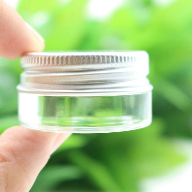 5g Clear Glass Jars Pot with Aluminum Lid 5ML wide mouth cosmetic Sample Storage container For sampling of eyeshadows, Cream
