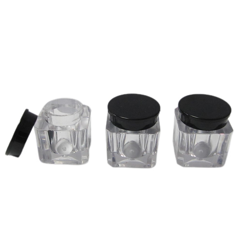 5g Clear Square Loose Powder Cream Jar with Black Cap