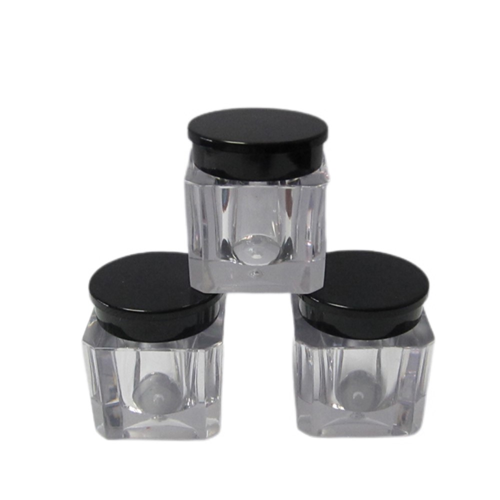 5g Clear Square Loose Powder Cream Jar with Black Cap