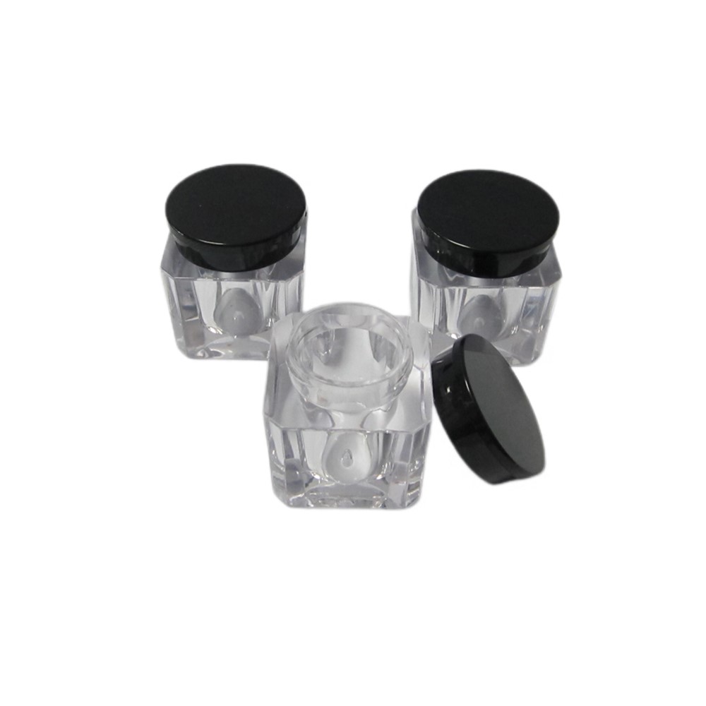 5g Clear Square Loose Powder Cream Jar with Black Cap