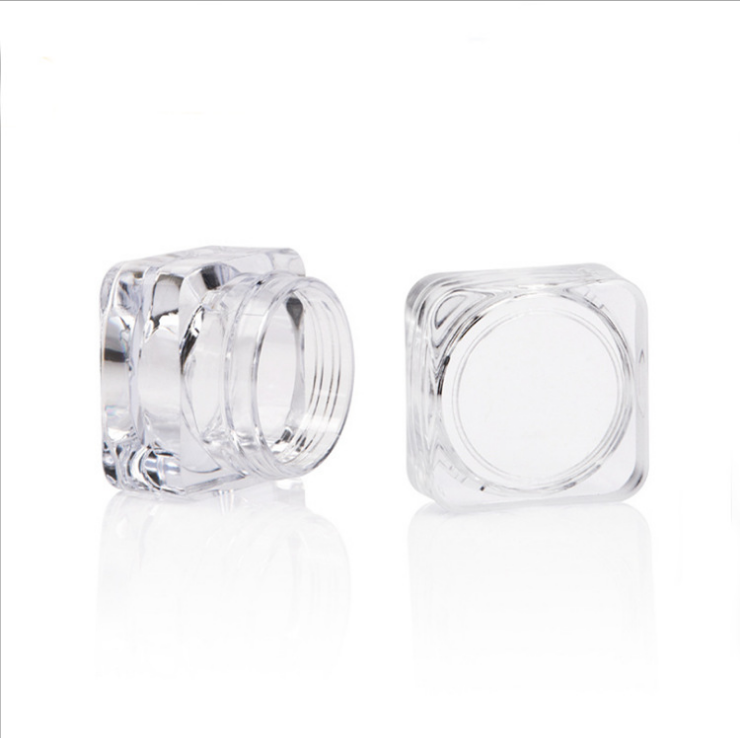 5g Clear square cream plastic jar with lid