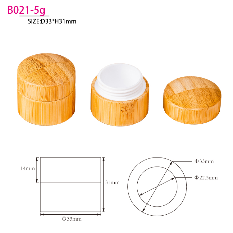 5g Eco-friendly glass inner bamboo container cream jar cosmetics