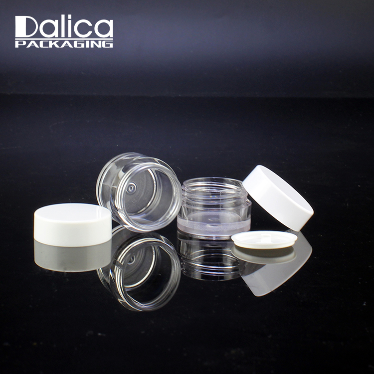 5g Plastic Mini Cream Jar Round Shape PETG Cosmetic Jar with White Lid