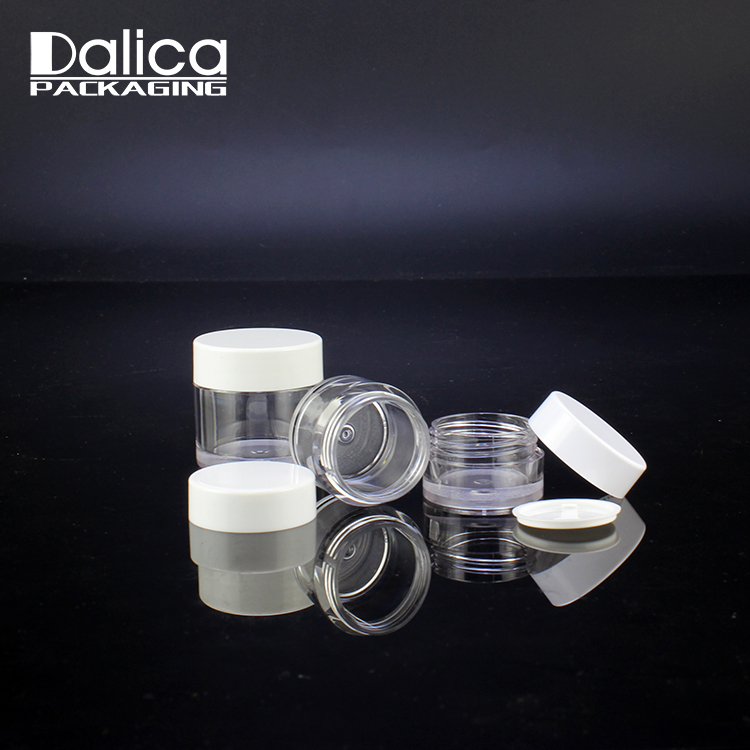 5g Plastic Mini Cream Jar Round Shape PETG Cosmetic Jar with White Lid