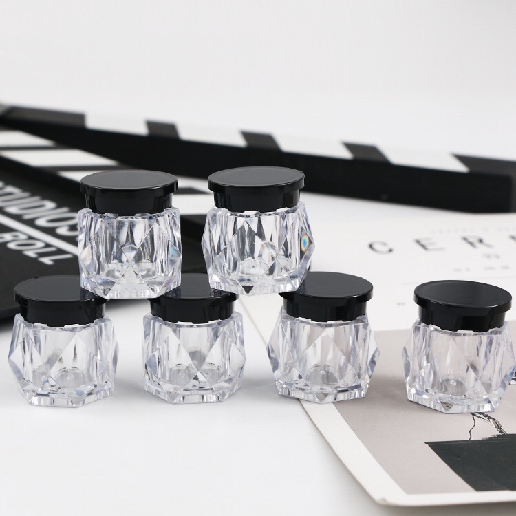 5g Plastic PS Diamond glitter jar, 5g cosmetic glitter powder bottle