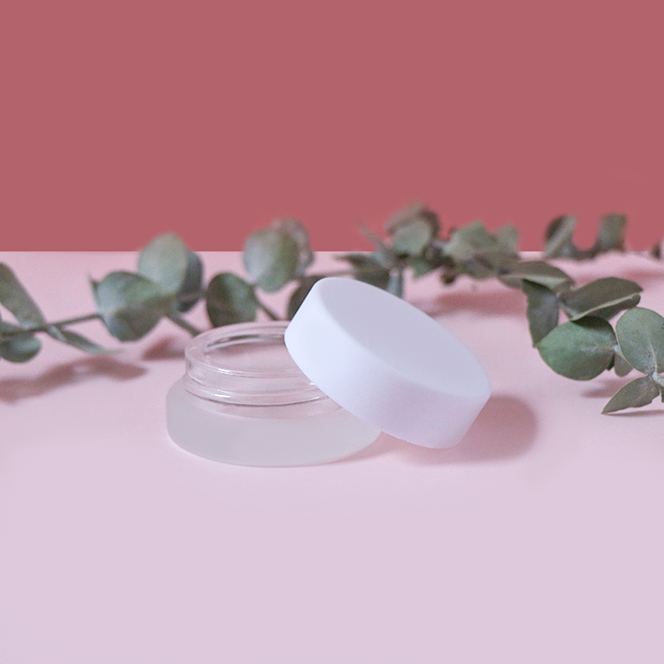 5g White mini flat frosted cream jar glass jar