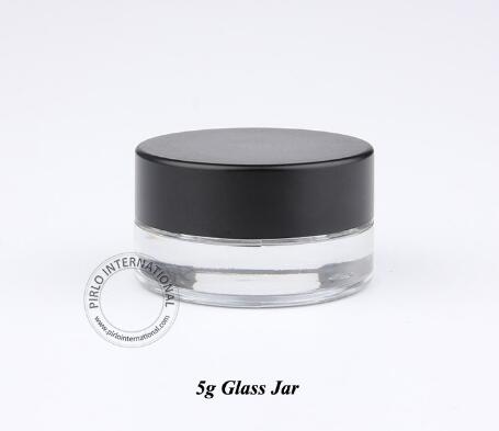 5g black lid black glass Transparent thick wall glass cosmetic jar glass jar container