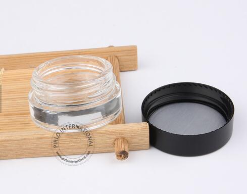5g black lid black glass Transparent thick wall glass cosmetic jar glass jar container