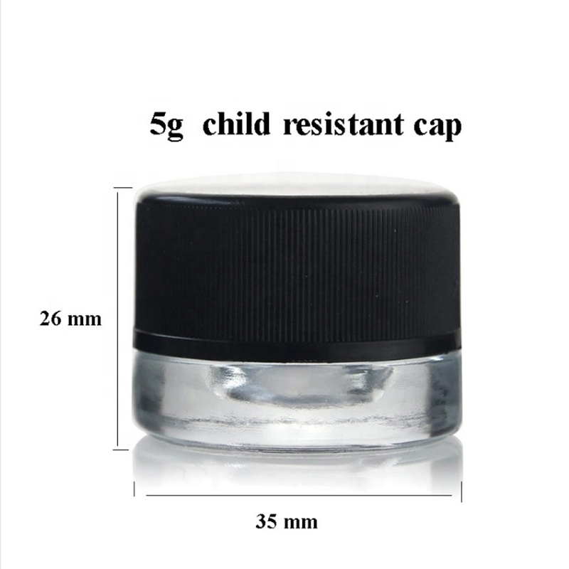 5g black lid glass jar glass storage jar clear glass cosmetic jars with childproof lid