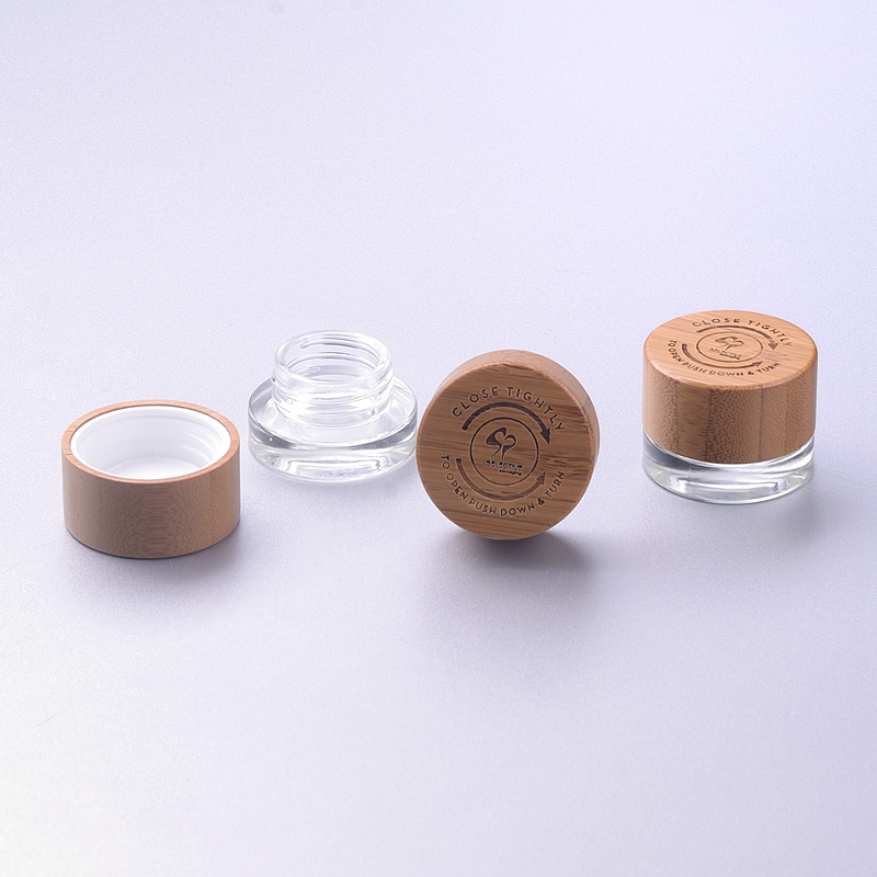 5g clear glass cream jar with CRC child resistant eco-friendly  bamboo lid