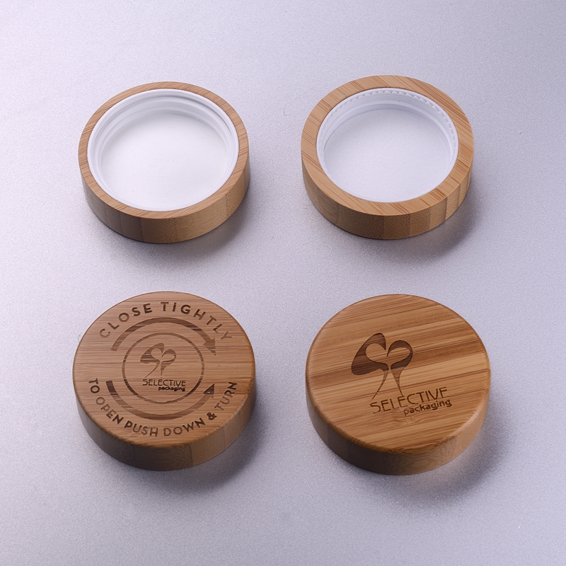 5g clear glass cream jar with CRC child resistant eco-friendly bamboo lid