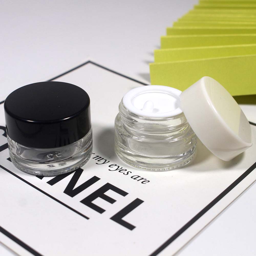 5g clear glass jar with white black lid packages glass jars for cosmetic cream wholesale and retail