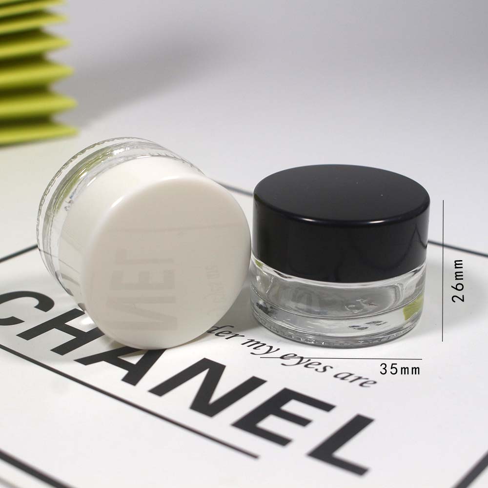 5g clear glass jar with white black lid packages glass jars for cosmetic cream wholesale and retail