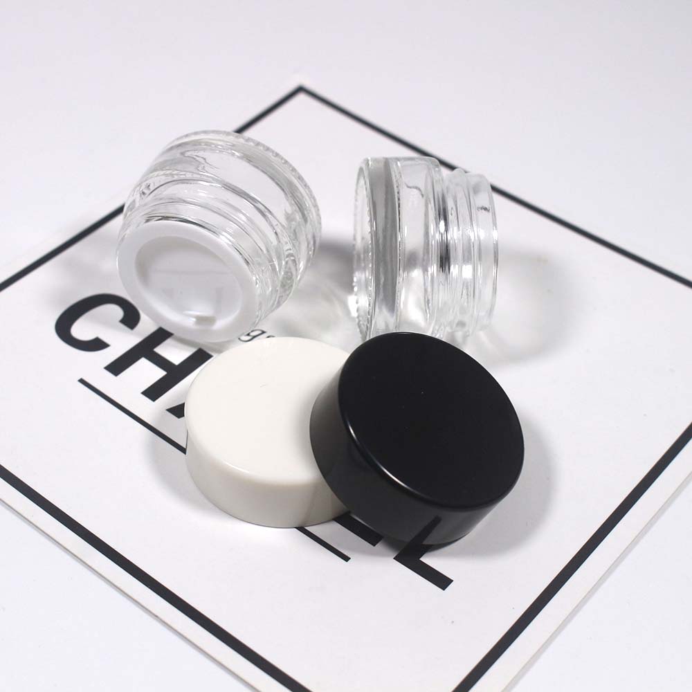5g clear glass jar with white black lid packages glass jars for cosmetic cream wholesale and retail