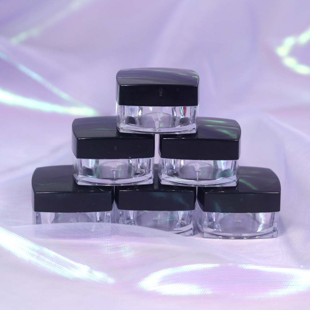 5g clear plastic jar with   black  lid packages  plastic jar container for loose powder