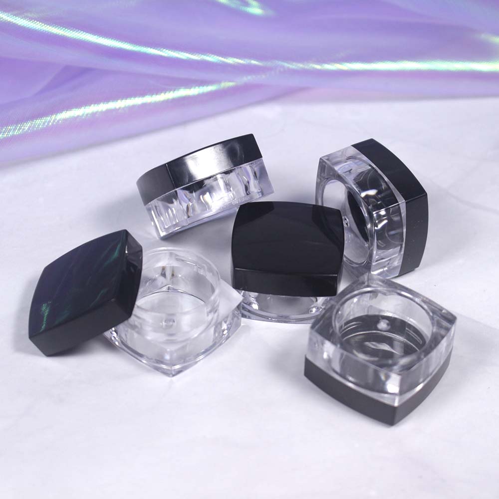 5g clear plastic jar with black lid packages plastic jar container for loose powder