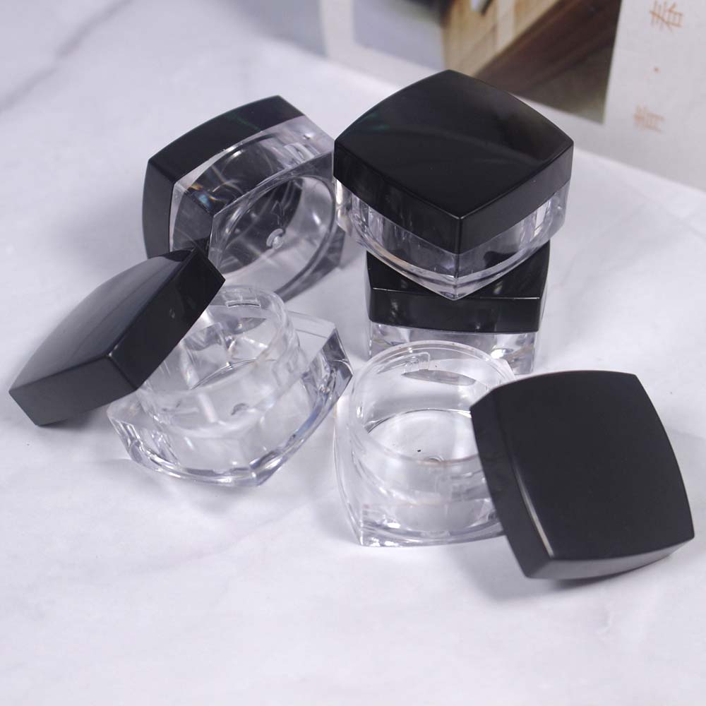 5g clear plastic jar with black lid packages plastic jar container for loose powder