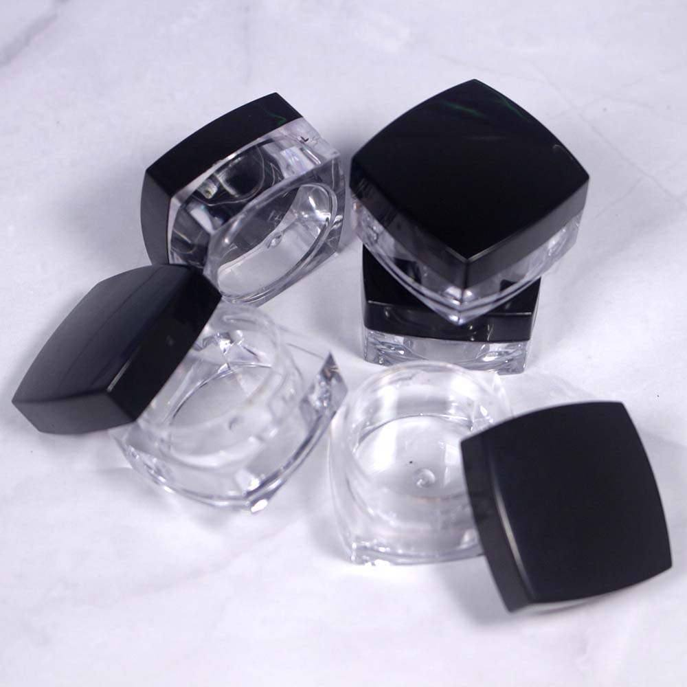 5g clear plastic jar with black lid packages plastic jar container for loose powder
