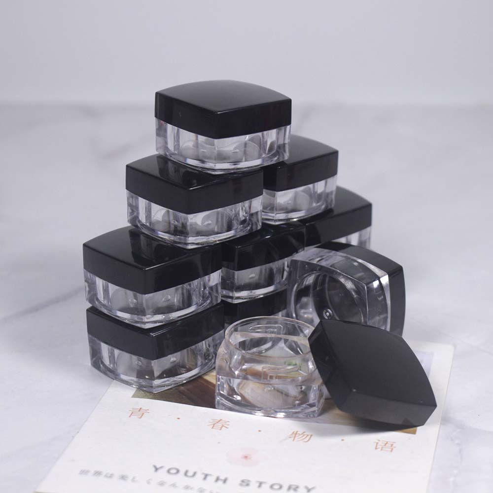 5g clear plastic jar with black lid packages plastic jar container for loose powder