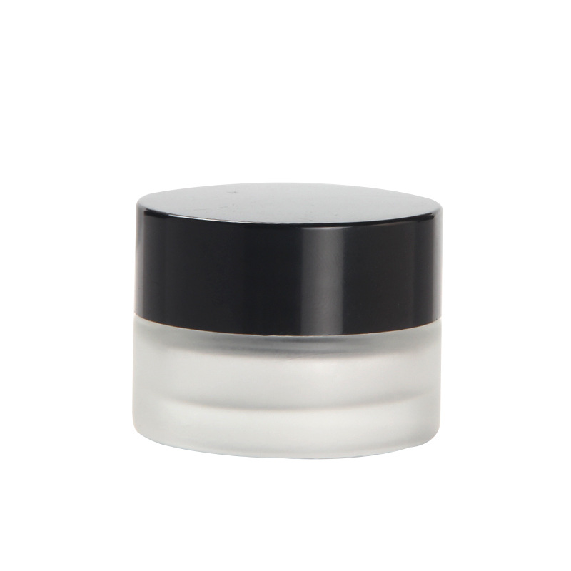 5g cosmetic frosted glass cream jar Sample skin care cream packaging jars With black lid