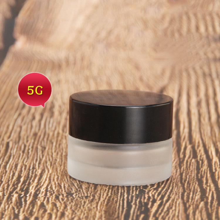 5g cosmetic frosted glass cream jar Sample skin care cream packaging jars With black lid