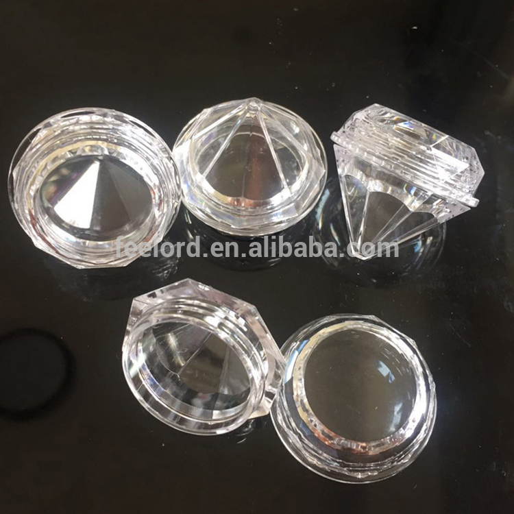 5g diamond shape cosmetics transparent jar FMG608 high quality loose powder container private logo plastic jar for glitter