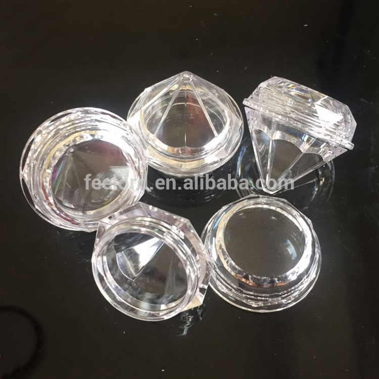5g diamond shape cosmetics transparent jar FMG608 high quality loose powder container private logo plastic jar for glitter