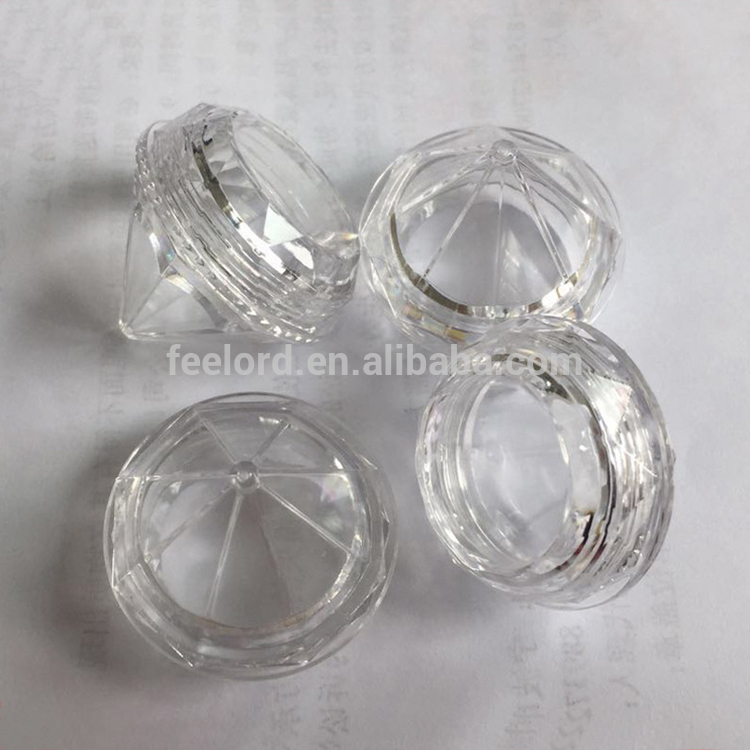 5g diamond shape cosmetics transparent jar FMG608 high quality loose powder container private logo plastic jar for glitter