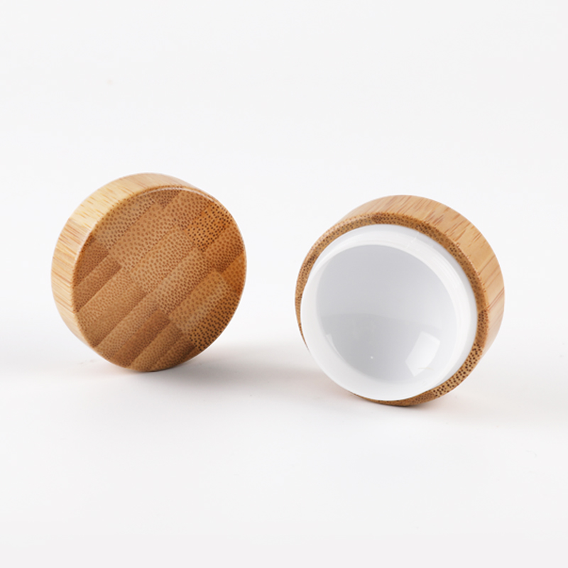 5g empty plastic wooden bamboo cream jar with bamboo lid for cosmetic lip balm container packaging