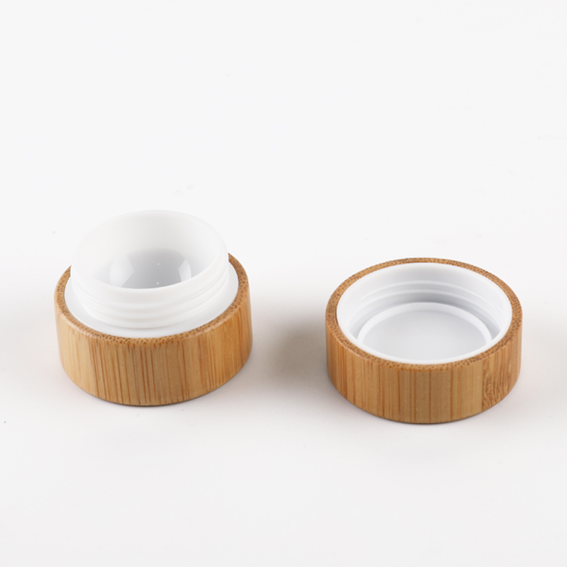 5g empty plastic wooden bamboo cream jar with bamboo lid for cosmetic lip balm container packaging