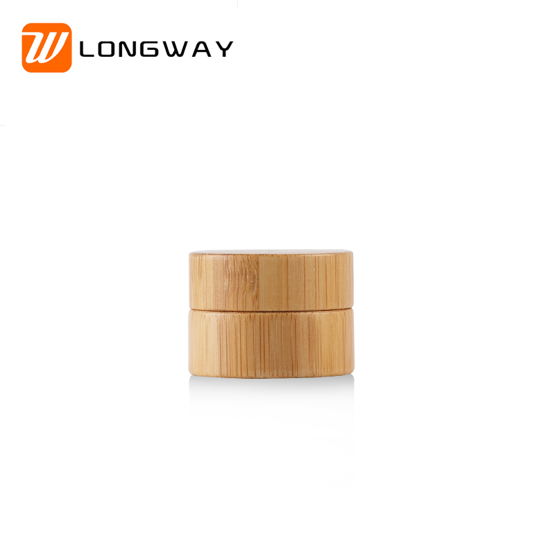 5g empty plastic wooden bamboo cream jar with bamboo lid for cosmetic lip balm container packaging