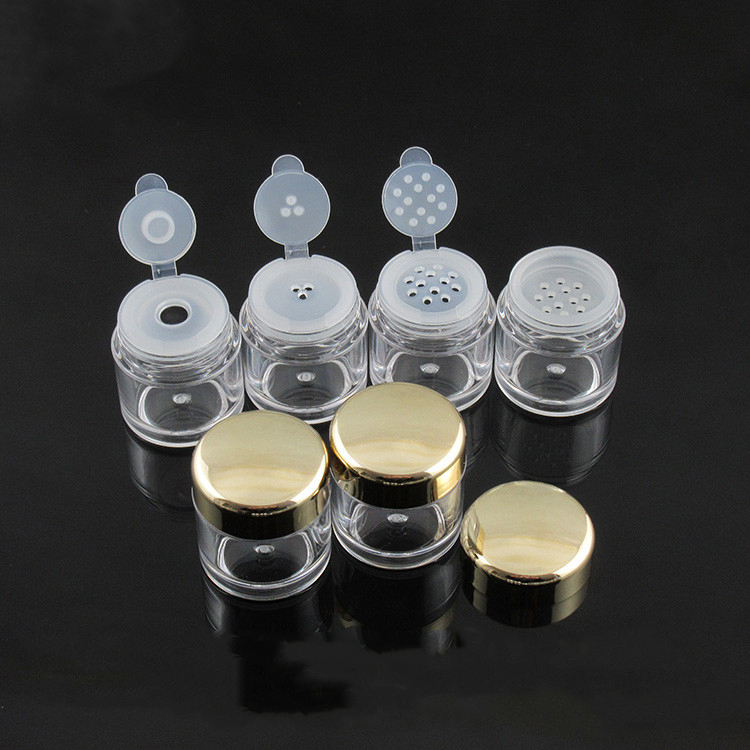 5g empty small Sliver Gold cap sample cosmetics container Nail Granule Box Plastic honey powder jars loose powder box