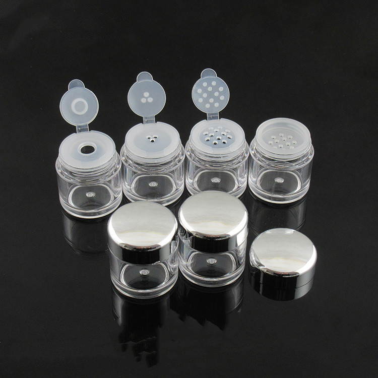 5g empty small Sliver Gold cap sample cosmetics container Nail Granule Box Plastic honey powder jars loose powder box