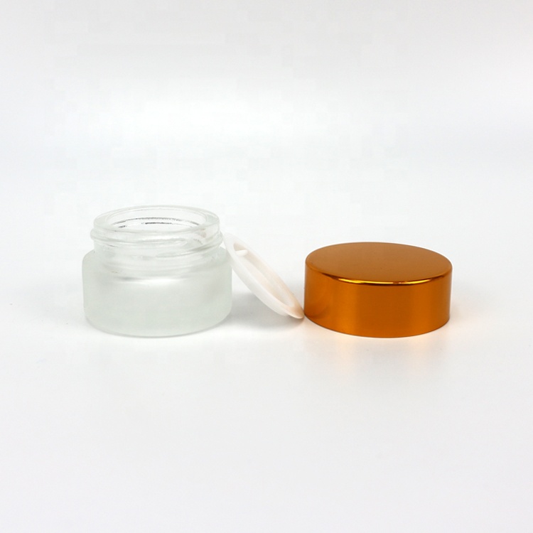 5g frosted glass cosmetic face cream jar with golden cap essential oil bottle glass bottle packaging for cosmetic