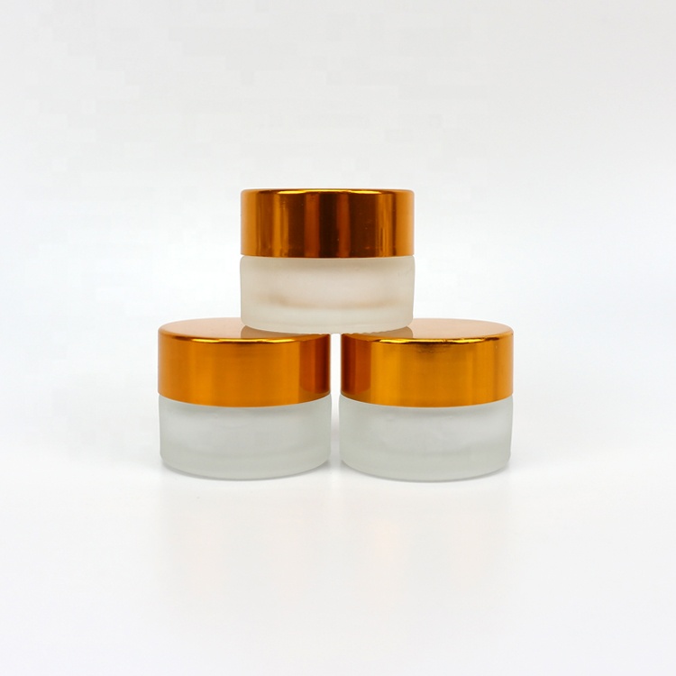 5g frosted glass cosmetic face cream jar with golden cap essential oil bottle glass bottle packaging for cosmetic