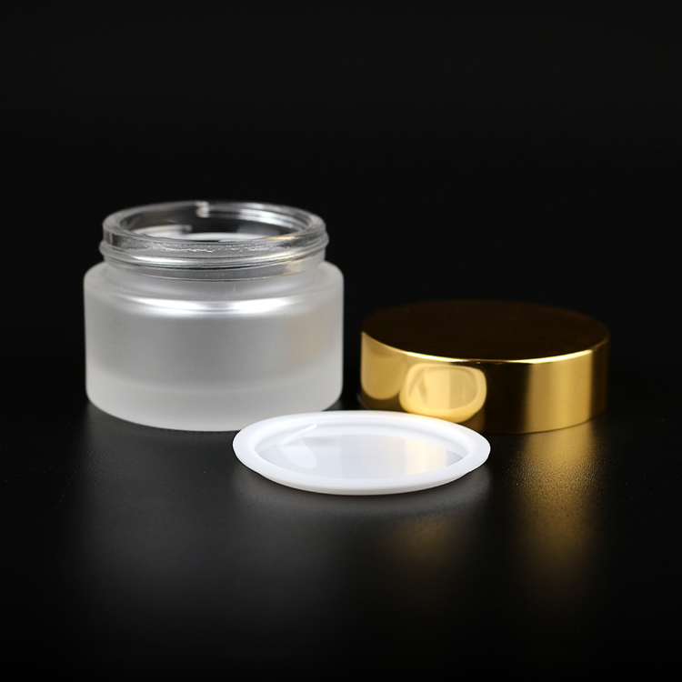 5g frosted glass cosmetic face cream jar with golden cap essential oil bottle glass bottle packaging for cosmetic