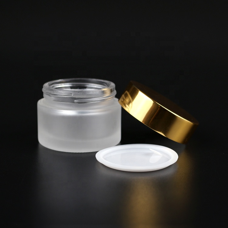 5g frosted glass cosmetic face cream jar with golden cap essential oil bottle glass bottle packaging for cosmetic
