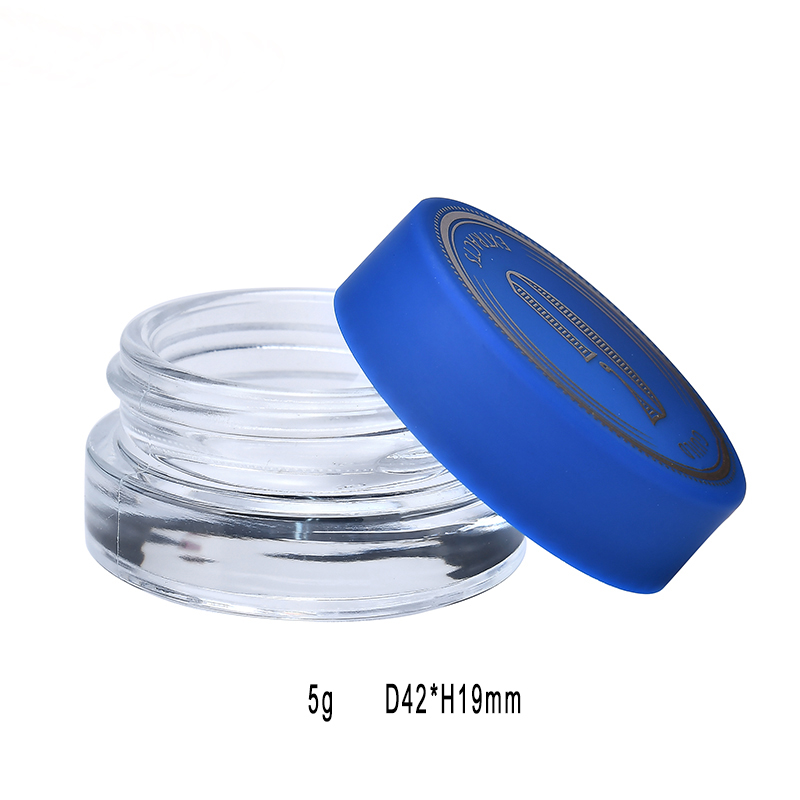 5g glass cream jar with bule lid glass blam jar customized logo