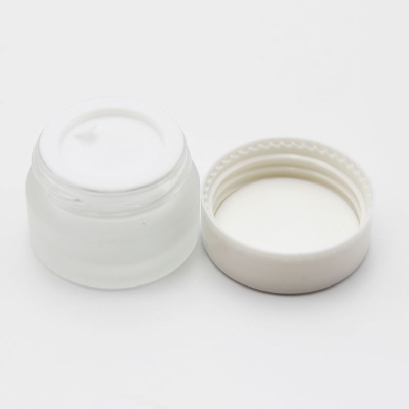 5g hexagonal frosted glass jar with white plastic lid MGJ-428Y