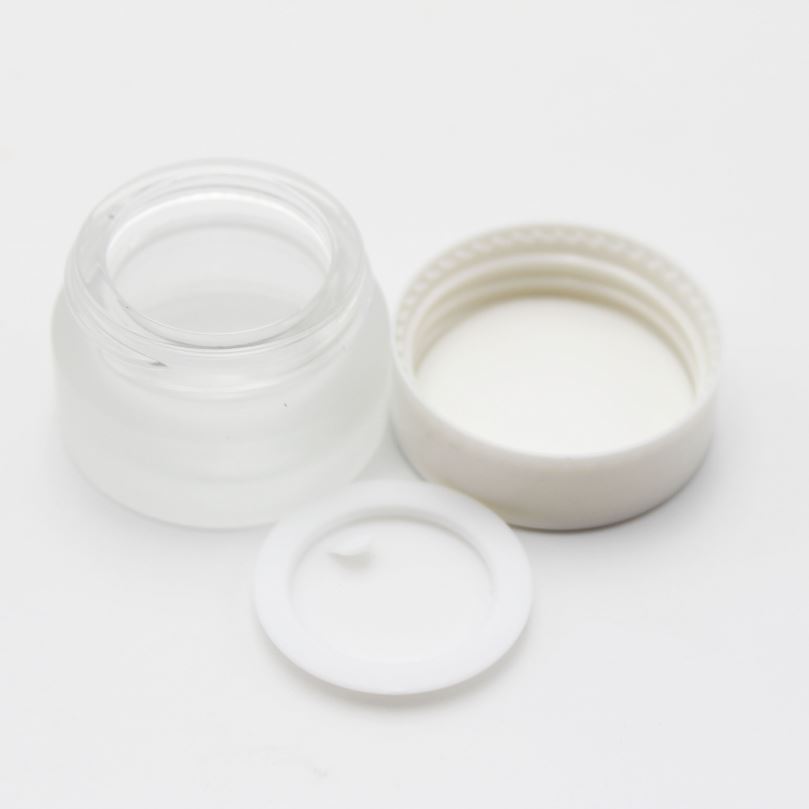 5g hexagonal frosted glass jar with white plastic lid MGJ-428Y