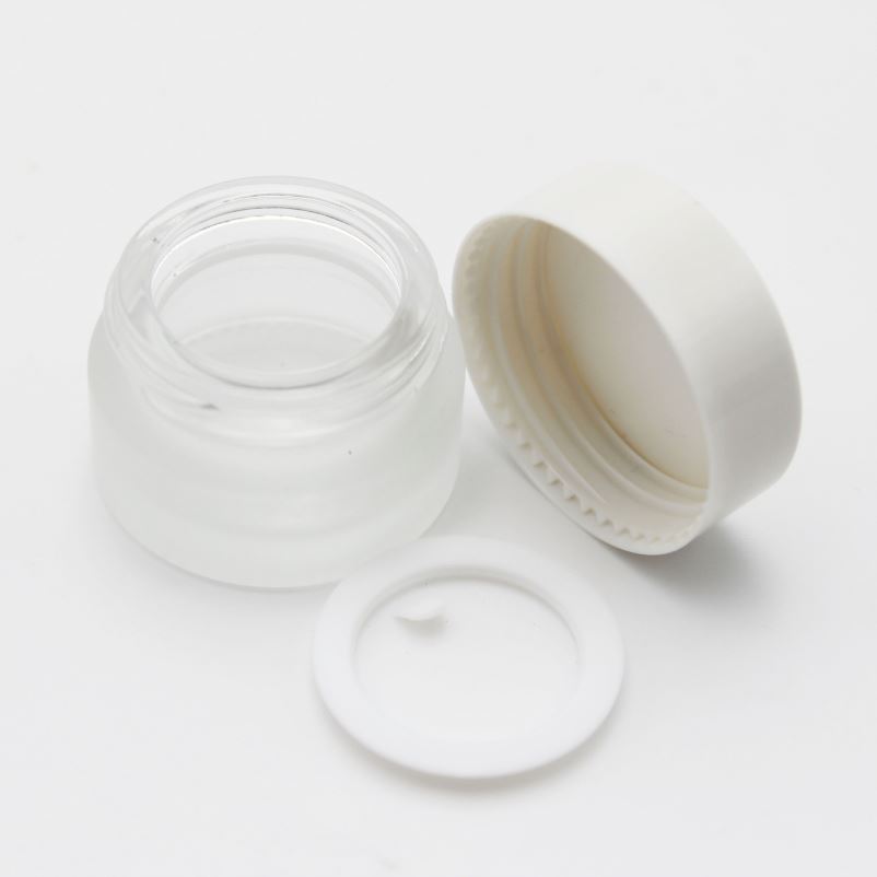 5g hexagonal frosted glass jar with white plastic lid MGJ-428Y